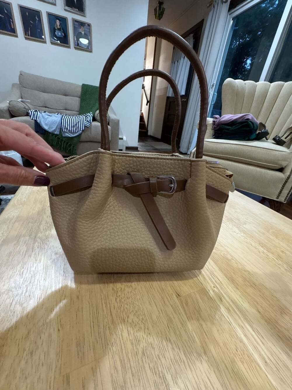 PU Leather Retro Handbag with Adjustable Strap and Dog Charm